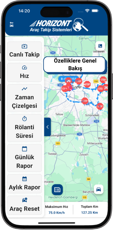 Horizont araç takip sistemi mobil uygulama özellikleri